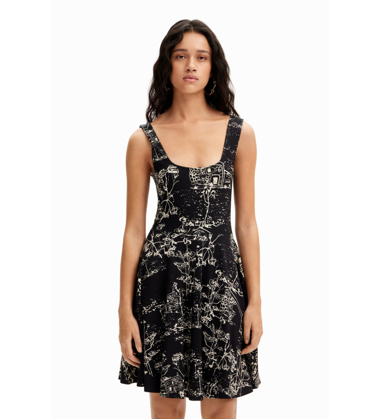 Desigual Vestido tirantes skater negro