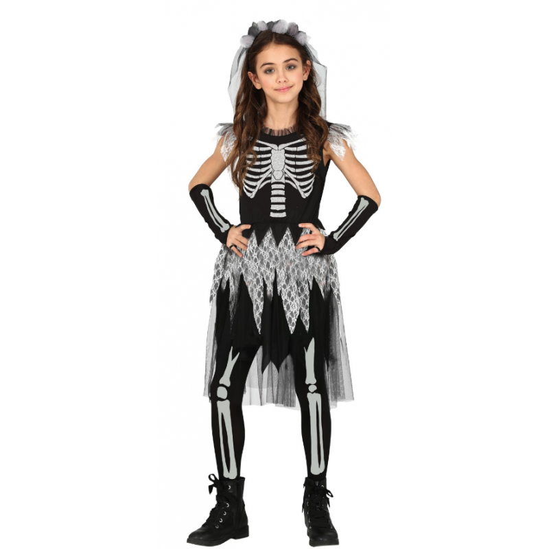Disfraz de Skull Girl, Disfraz de Chica Calavera Para Niña, Disfraz de Halloween-77391