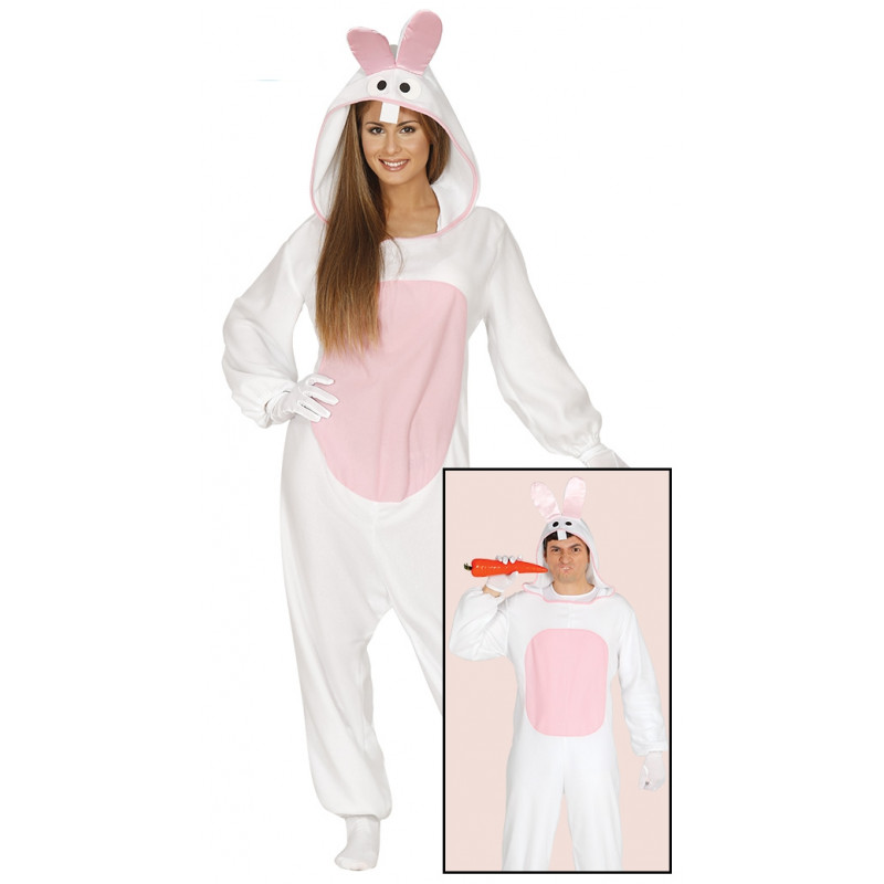 Disfraz pijama de conejo blanco para adulto. Disfraz de conejito para mujer y hombre-2019-2J7-84958