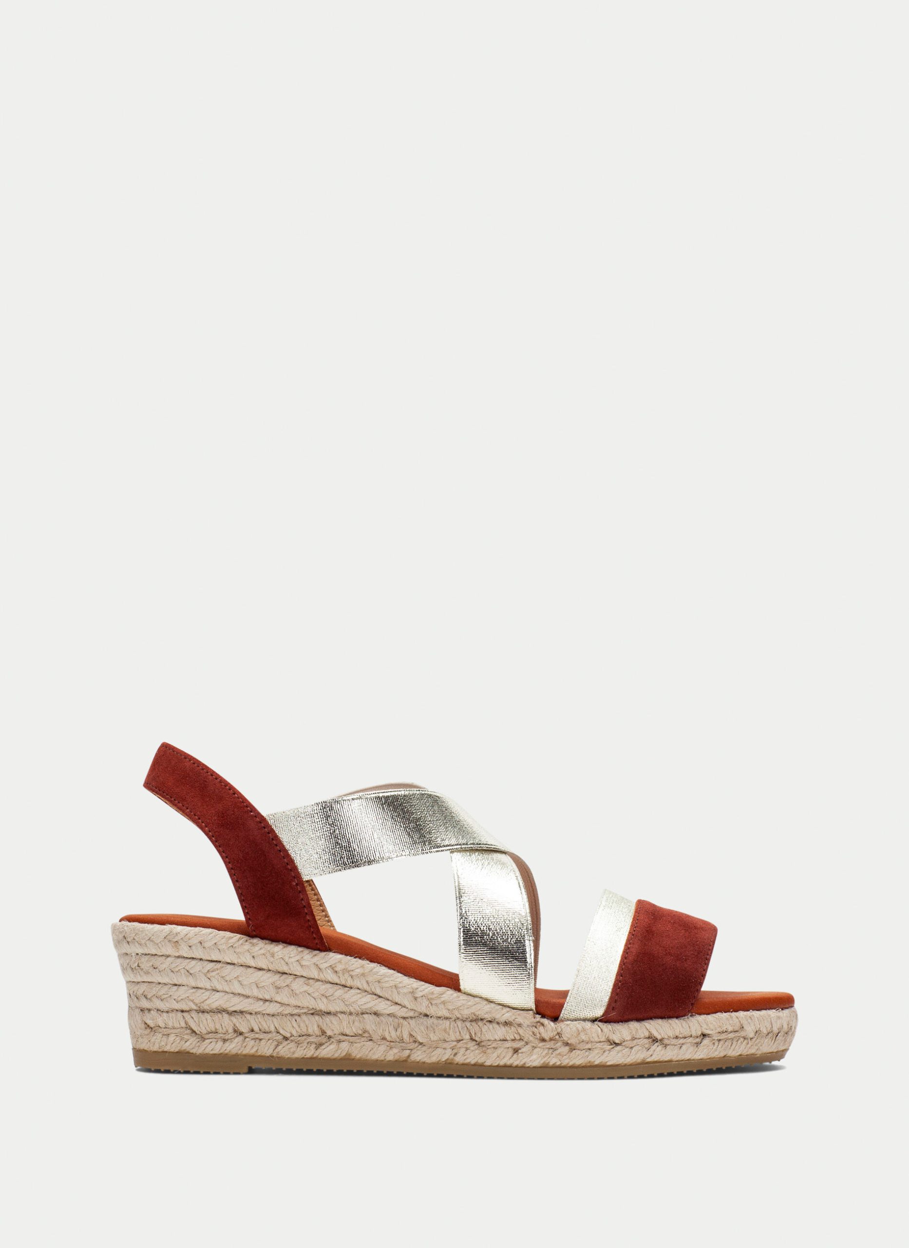 Espadrilles yute cuero-oro-606A512