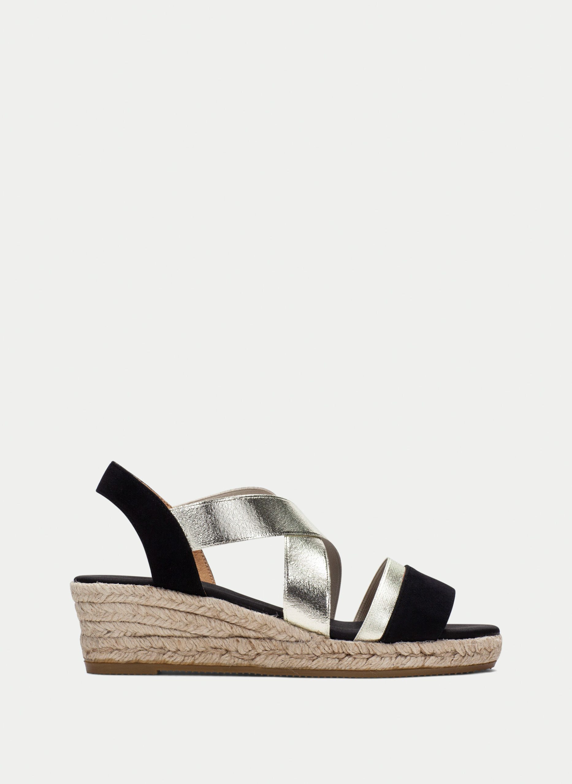 Espadrilles yute negro-oro-606A512