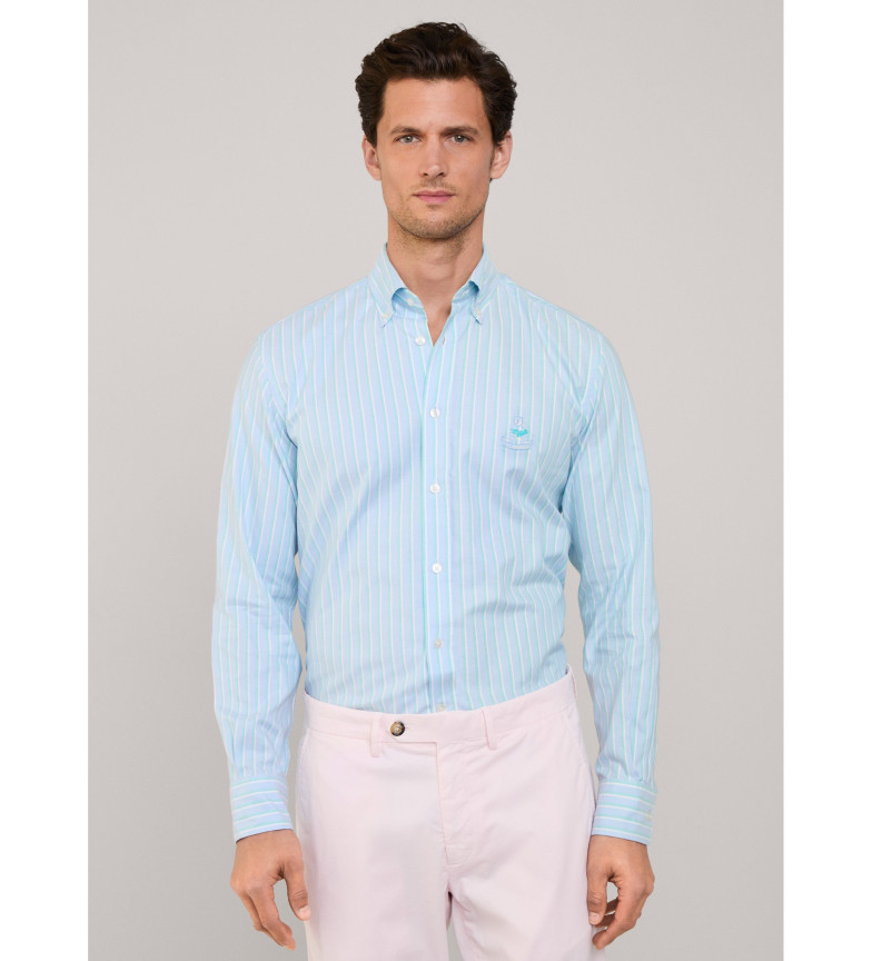 Façonnable Camisa a rayas Reg azul