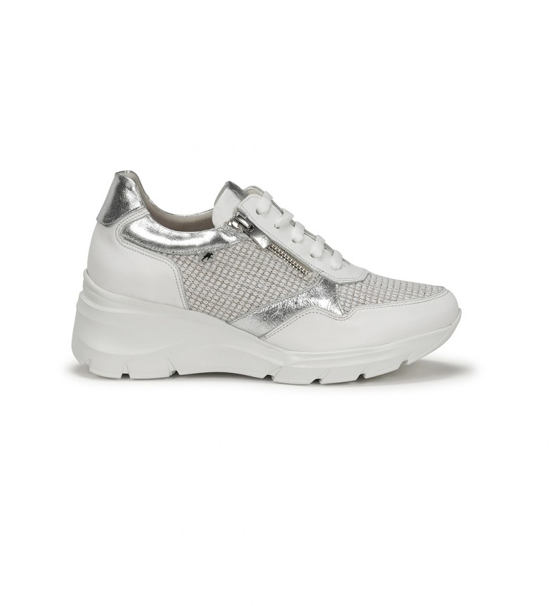 Fluchos Zapatillas de Piel Olas gris -Altura cuña 6cm-