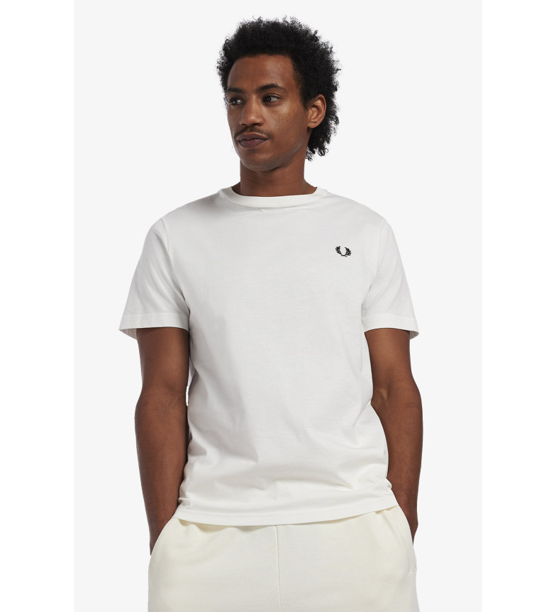 Fred Perry Camiseta de cuello redondo blanco