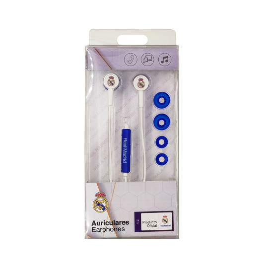 Real Madrid CF Auricular Cable Blanco Escudo Real Madrid Blanco