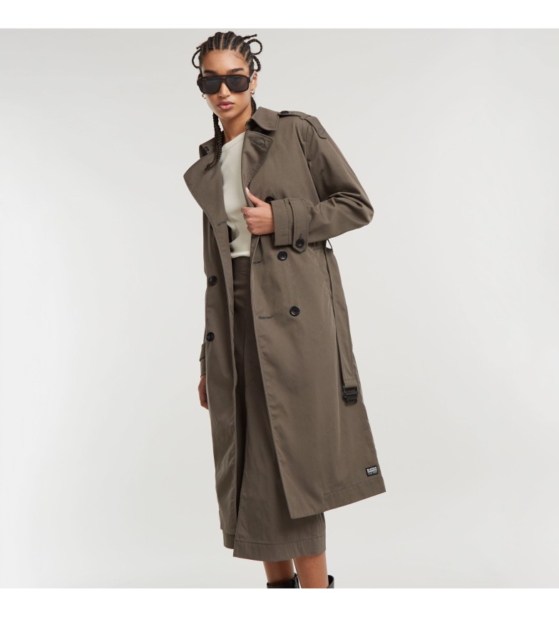 G-Star Gabardina Trench Coat marrón