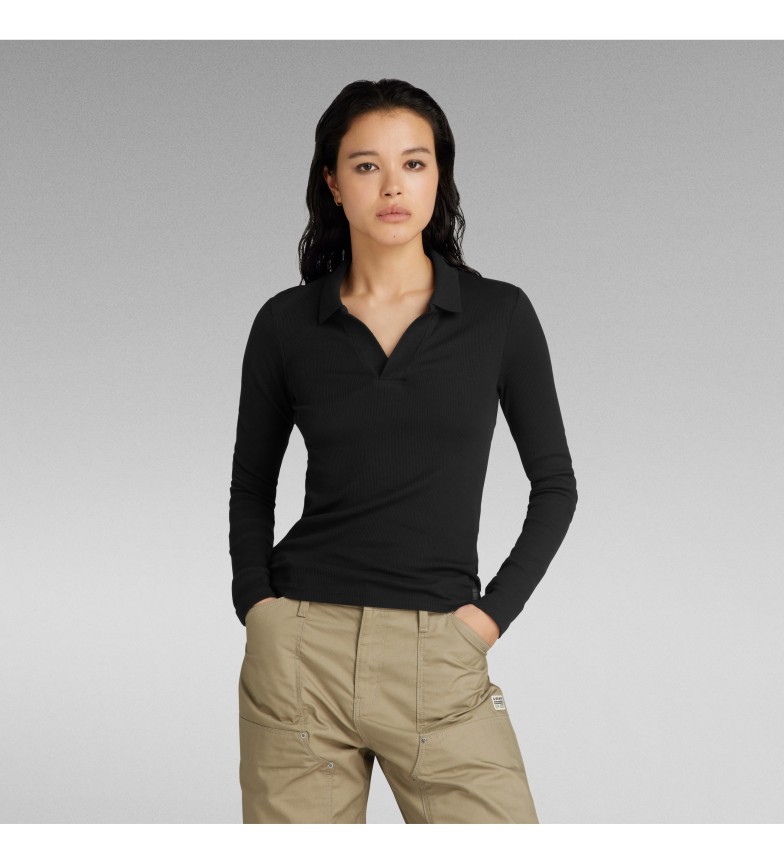 G-Star Polo Ribbed slim negro