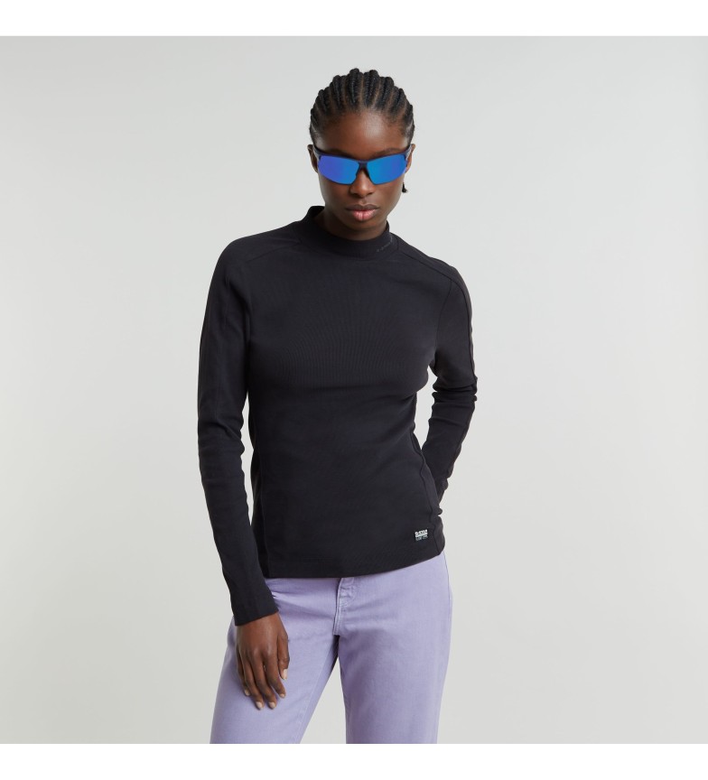 G-Star Camiseta Slim Rib Mock negro