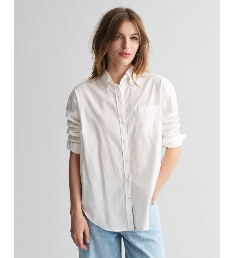 Gant Camisa Oxford Relaxed Fit Luxury blanco