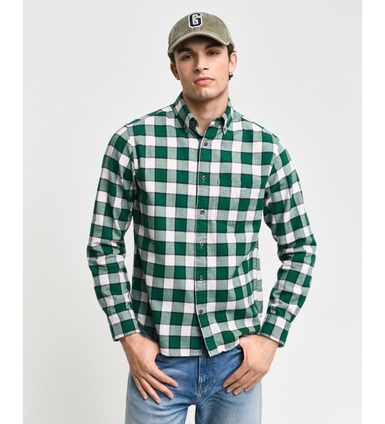 Gant Camisa Regular Fit A Cuadros Con Diseño De Espiga verde