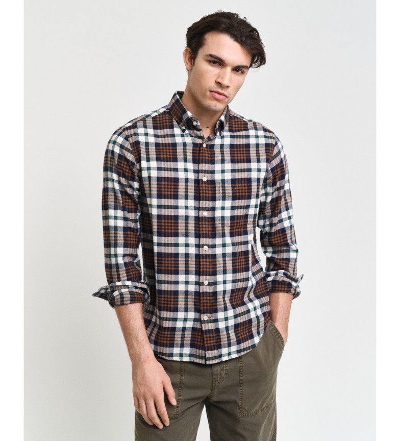 Gant Camisa De Franela Regular Fit De Cuadros Escoceses marrón