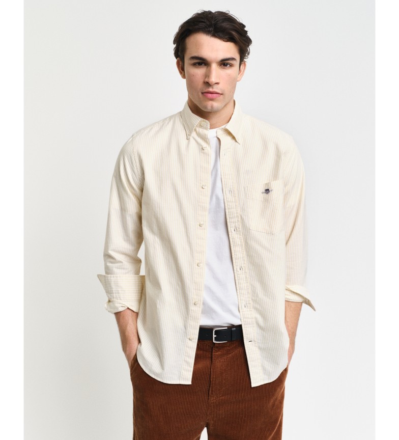 Gant Camisa Oxford Regular Fit de rayas finas amarillo