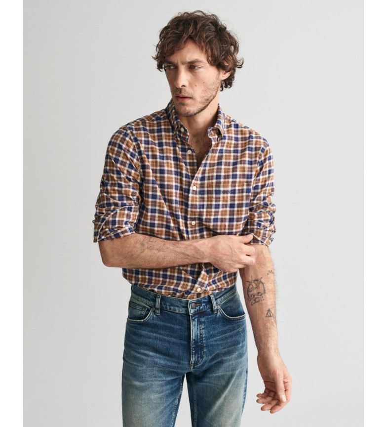 Gant Camisa Regular Fit De Sarga Ligera A Cuadros marrón