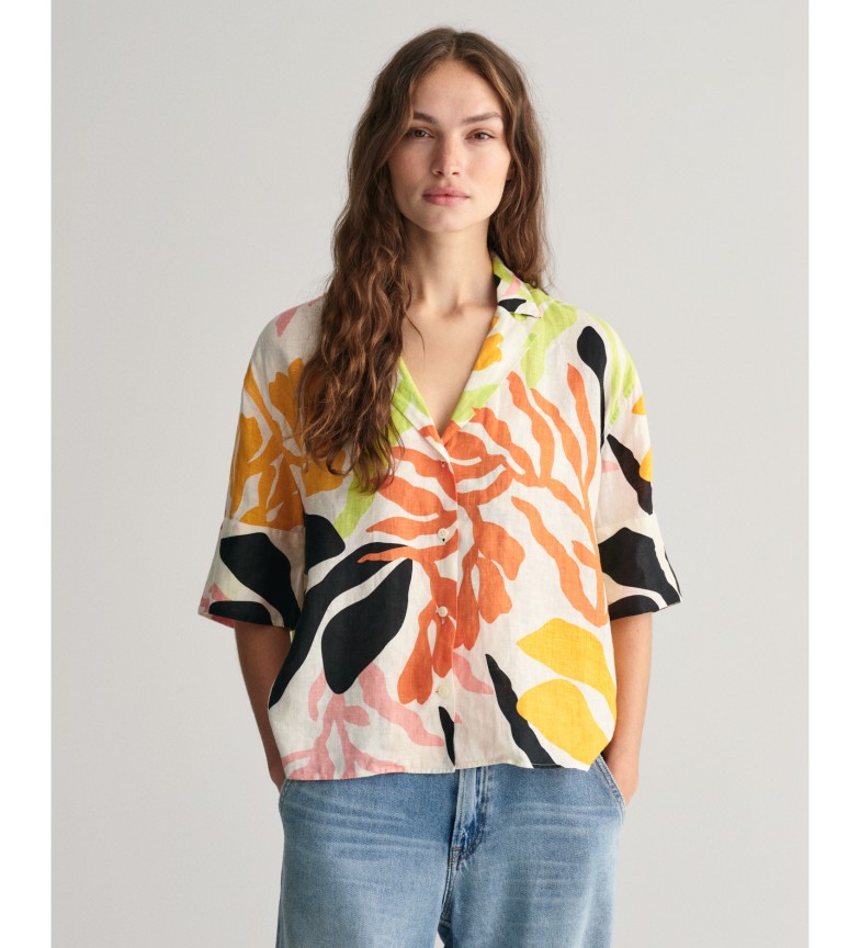 Gant Camisa Relaxed Fit Palm Print multicolor