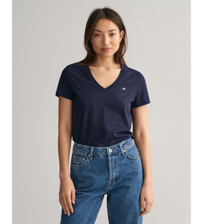 Gant Camiseta Shield con cuello de pico marino