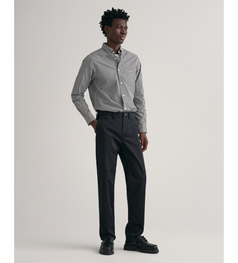 Gant Pantalón Chino de sarga regular fit negro