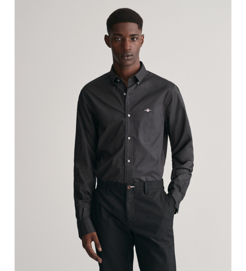 Gant Camisa de popelina clásica Slim Fit negro