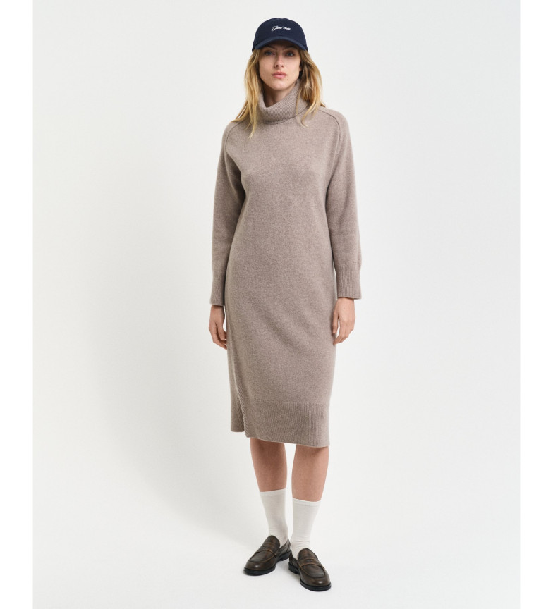 Gant Vestido de cuello de cisne con detalle de espiga gris