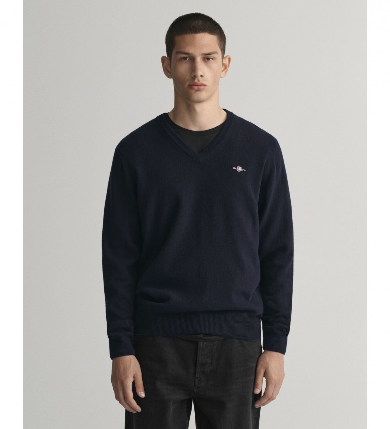 Gant Jersey de cuello de pico marino