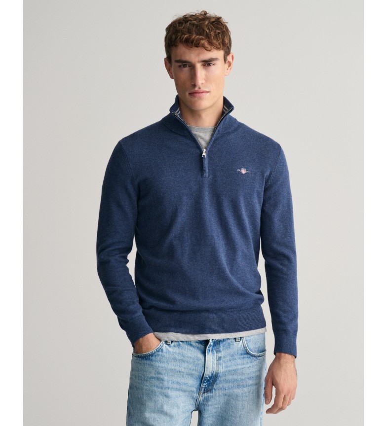 Gant Jersey clásico con media cremallera marino