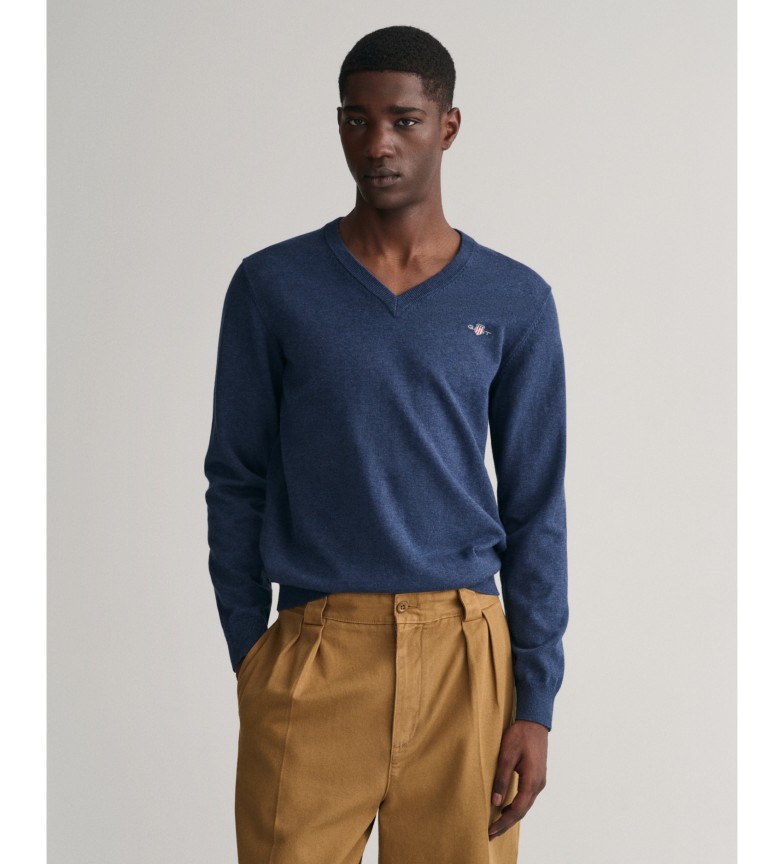 Gant Jersey de cuello de pico y algodón clásico