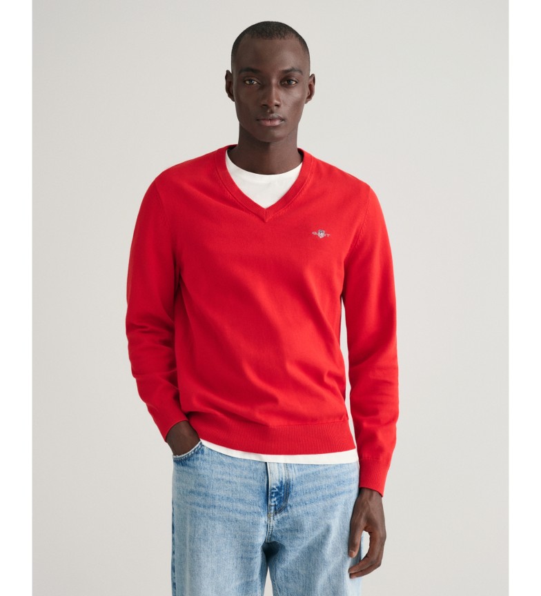 Gant Jersey clásico con cuello de pico rojo