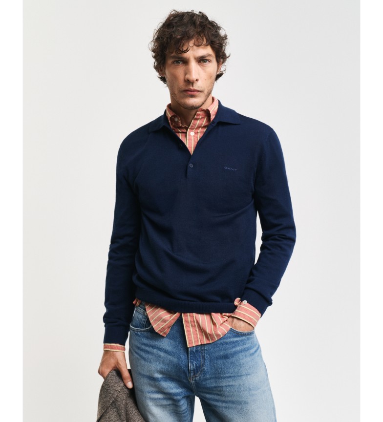 Gant Jersey tipo polo de lana merino extrafina marino