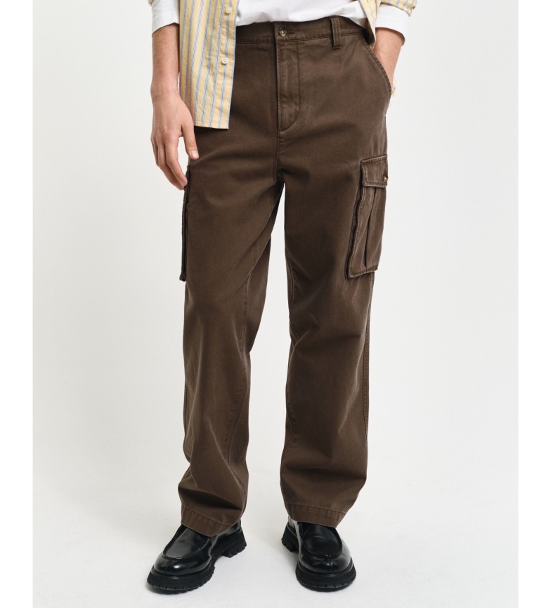 Gant Pantalón Cargo Regular Fit De Sarga De Algodón marrón