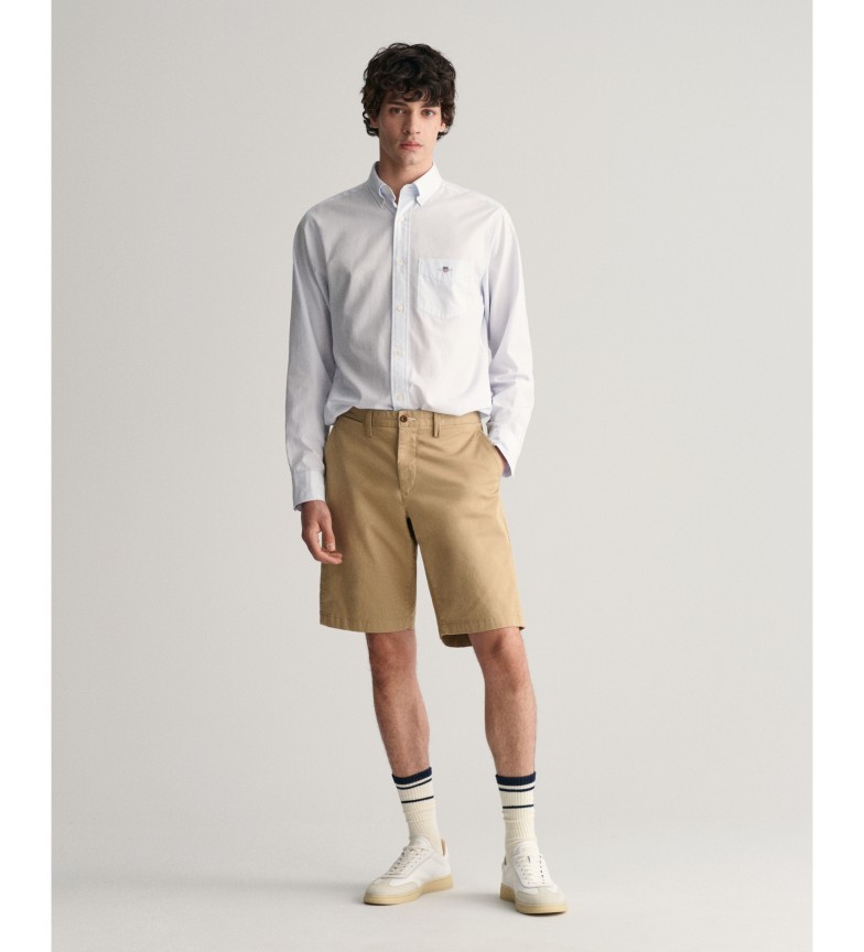 Gant Pantalón corto Relaxed Fit de sarga beige