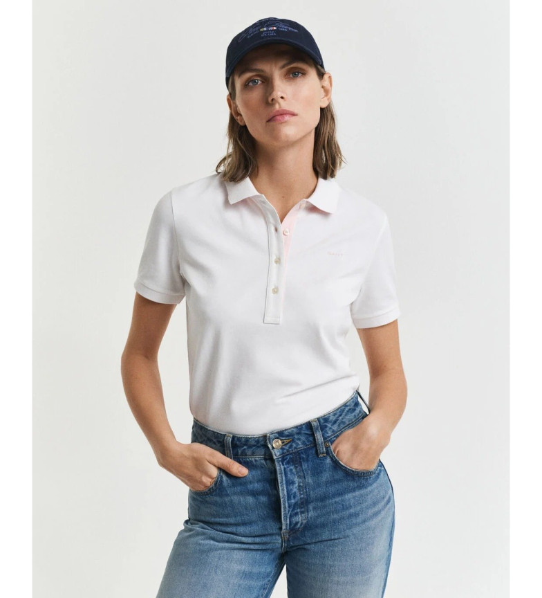 Gant Polo de piqué con cuello Contrast blanco