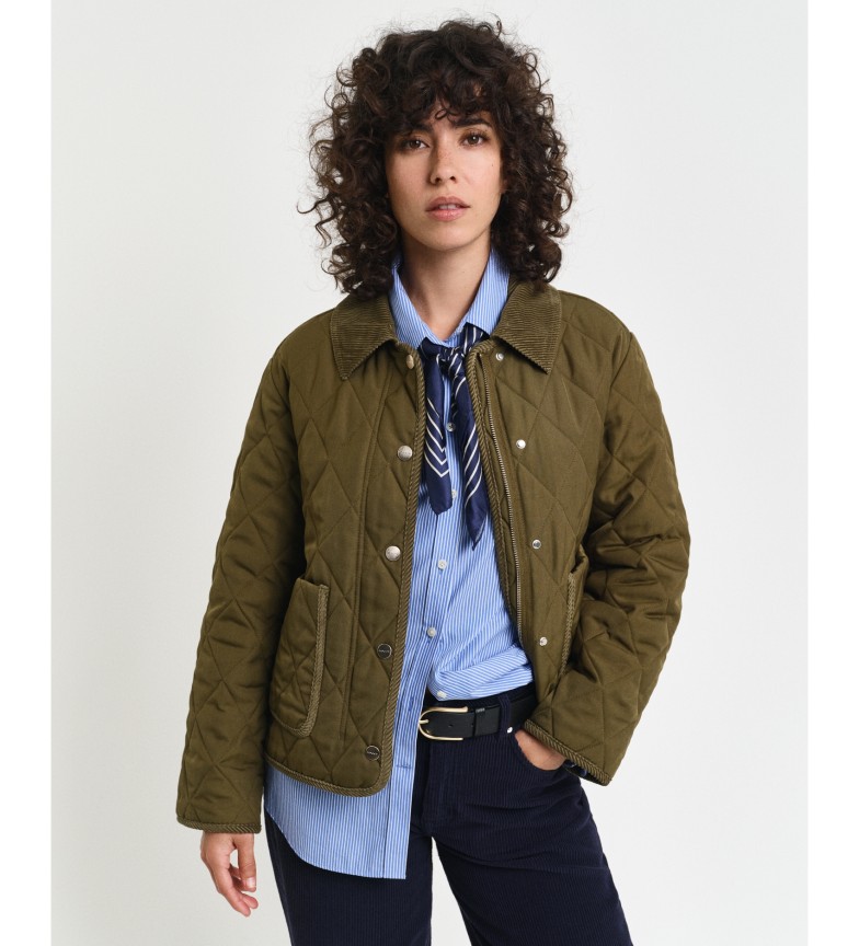 Gant Cazadora acolchada con detalles de pana verde