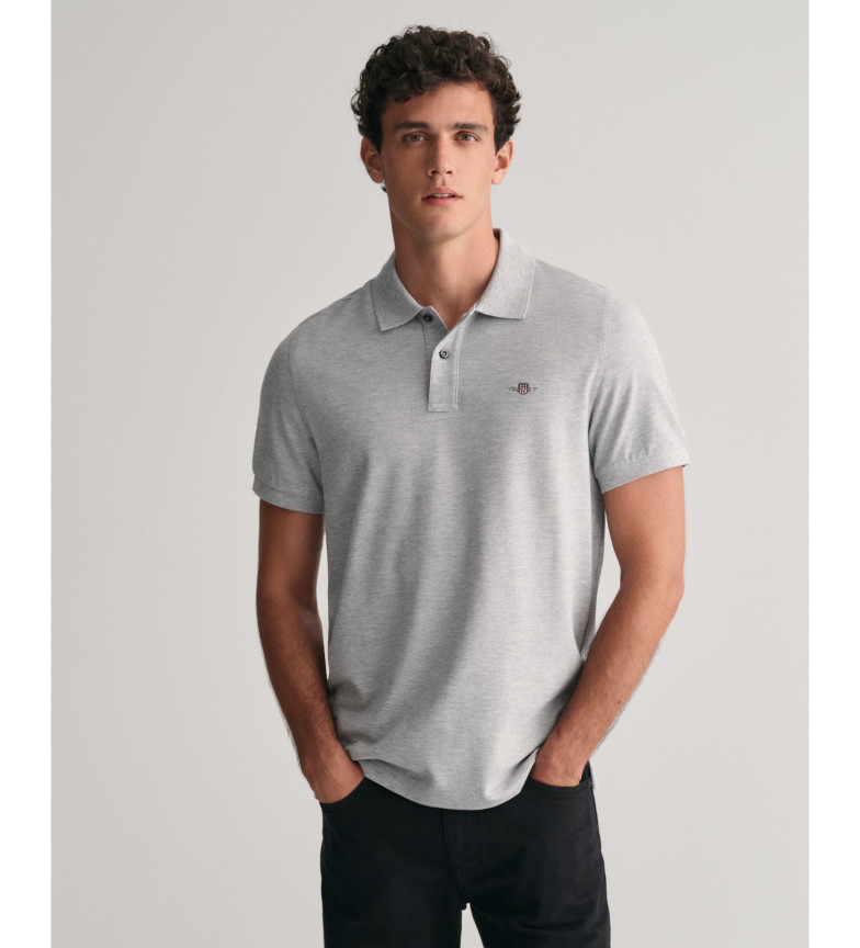Gant Polo de piqué Regular Fit Shield gris