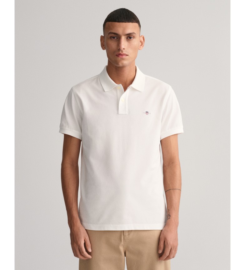 Gant Polo Piqué Slim Fit Shield blanco