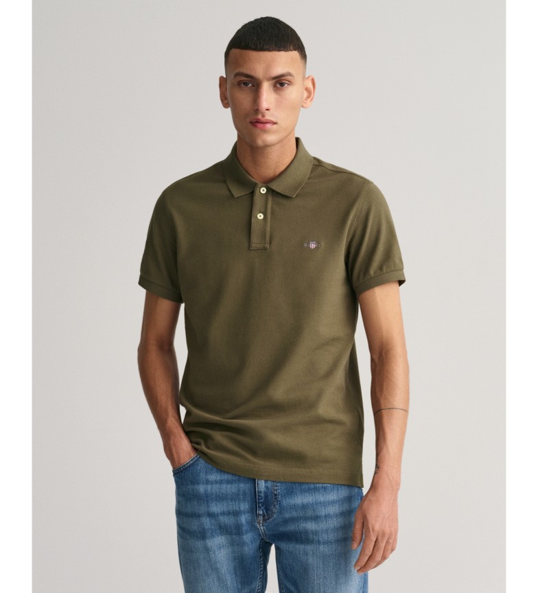 Gant Polo de piqué Slim Fit Shield verde