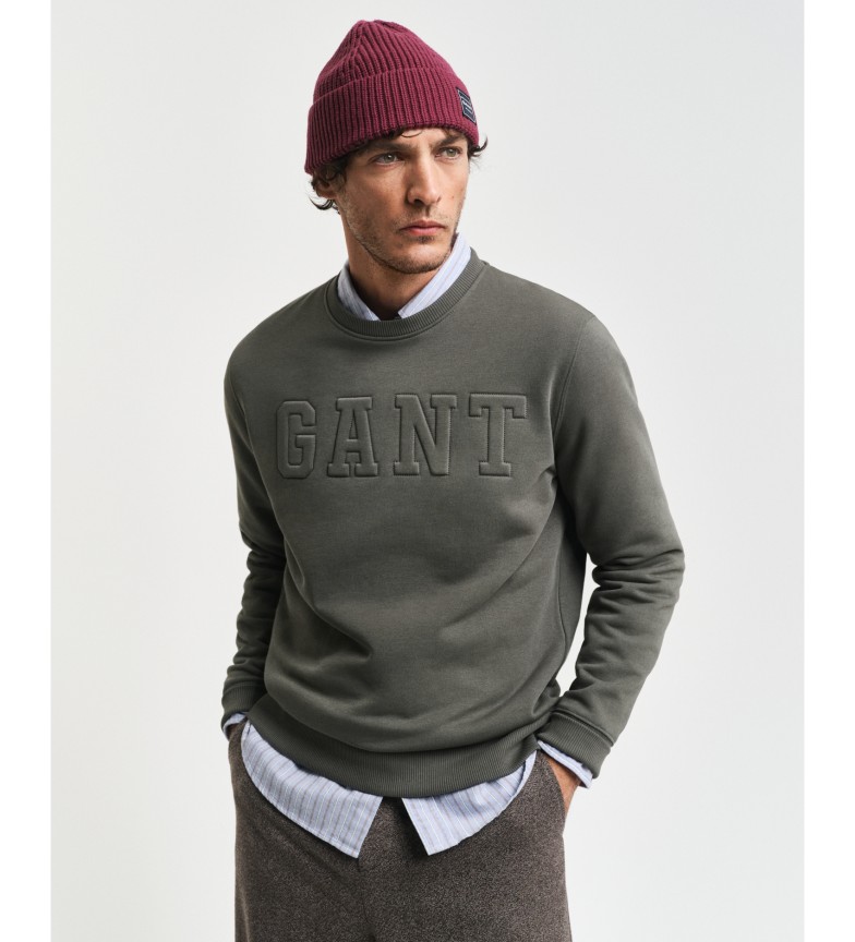 Gant Sudadera de cuello redondo con grabado verde