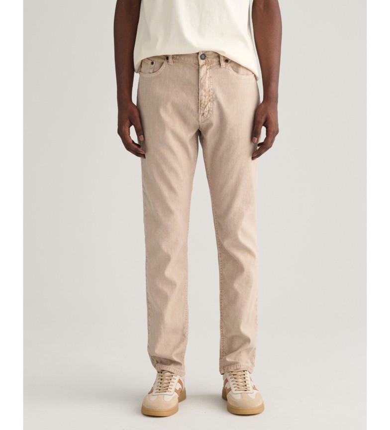 Gant Jeans Slim Fit de algodón y lino beige