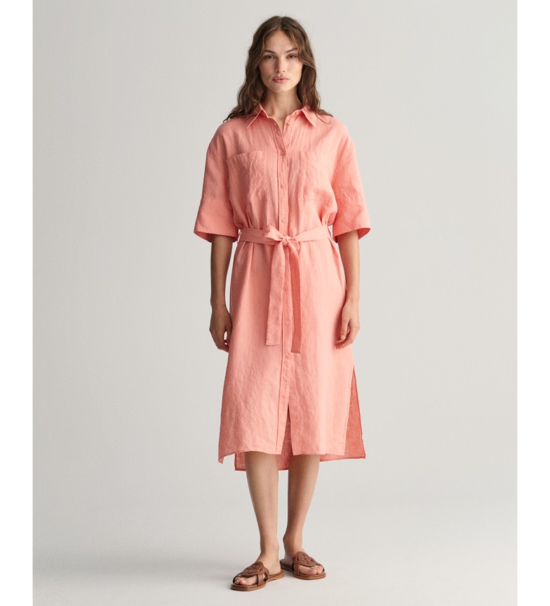 Gant Vestido camisero de manga corta de lino naranja
