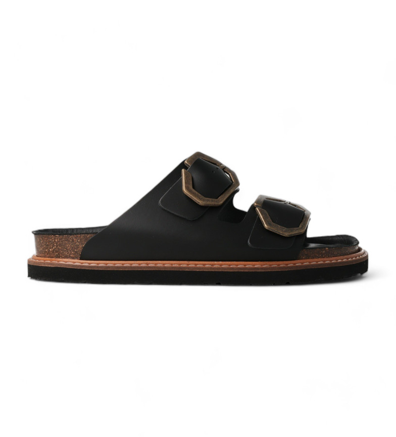 Genuins Sandalias de piel Galia negro