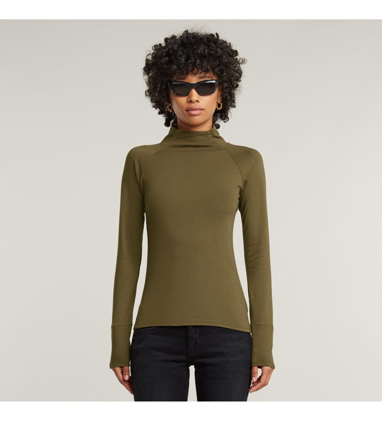 G-Star Camiseta Lecite Slim Turtle Neck verde