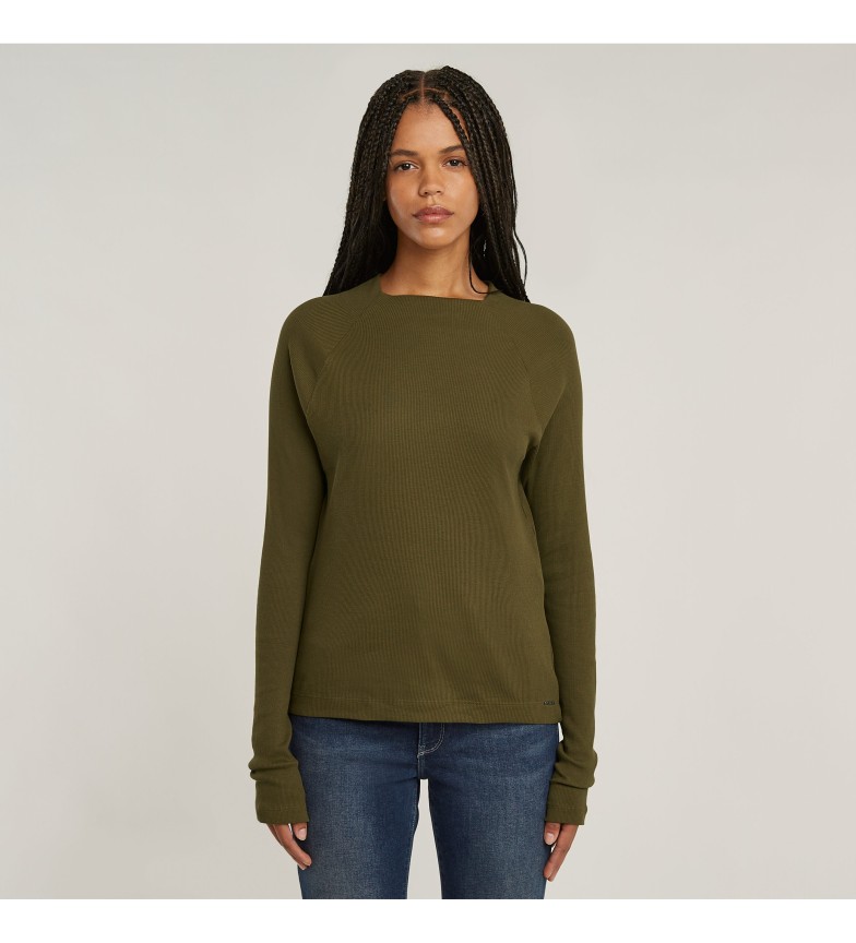 G-Star Camiseta Slim Rib Mock verde