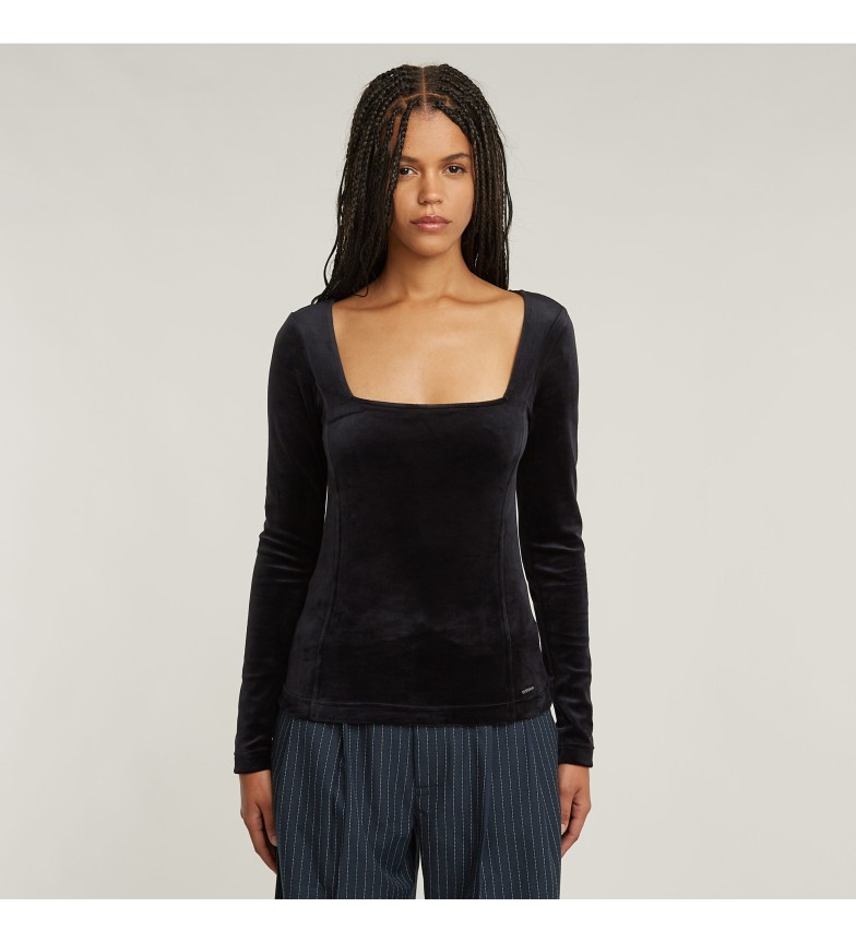 G-Star Top ceñido de terciopelo negro
