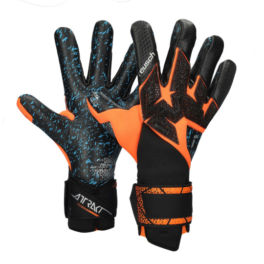Guante de porteros Reusch Attrakt Fusion Carbon 3D Black-Shocking orange-Black