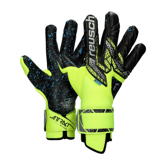 Guante de porteros Reusch Attrakt Fusion Guardian Safety yellow-Silver-Black