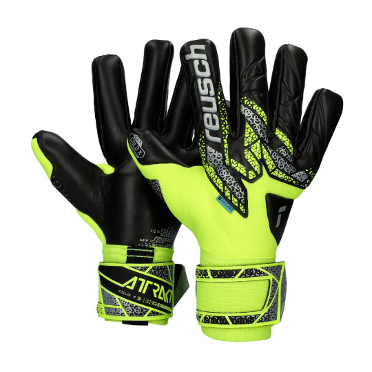 Guante de porteros Reusch Attrakt Gold X Nc Safety yellow-Silver-Black