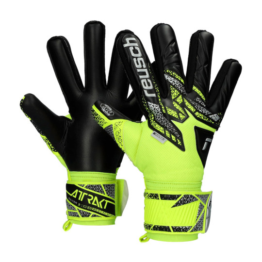 Guante de porteros Reusch Attrakt Silver Safety yellow-Silver-Black