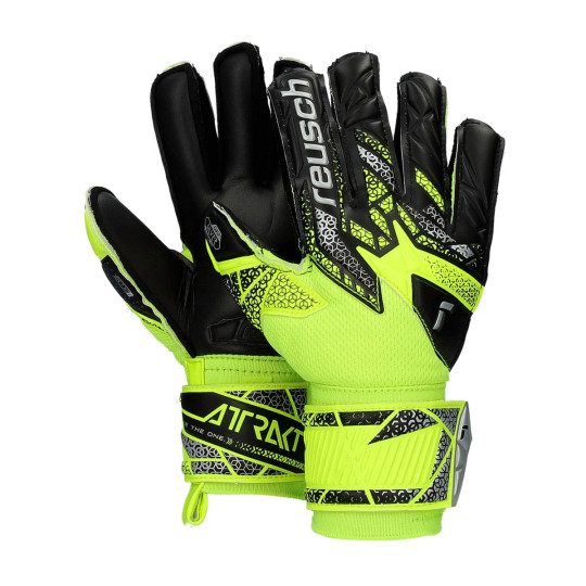 Guante de porteros Reusch Attrakt Silver Niño Safety yellow-Silver-Black