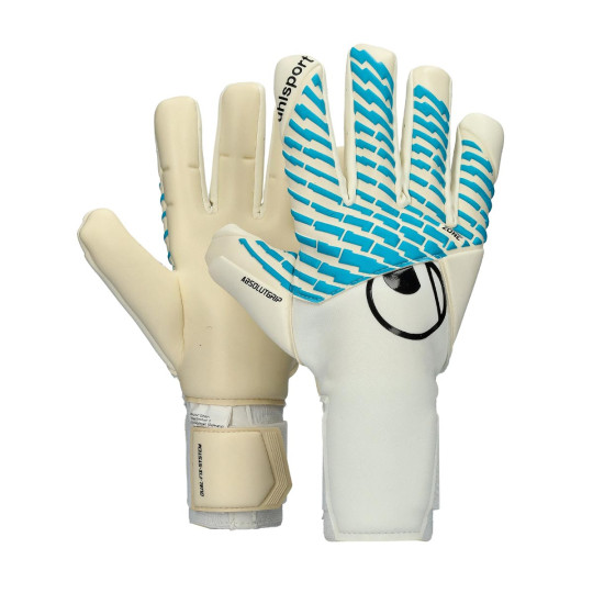 Guante de porteros Uhlsport Fangmaschine Cybertec Absolutgrip Hn White-Ciber cyan