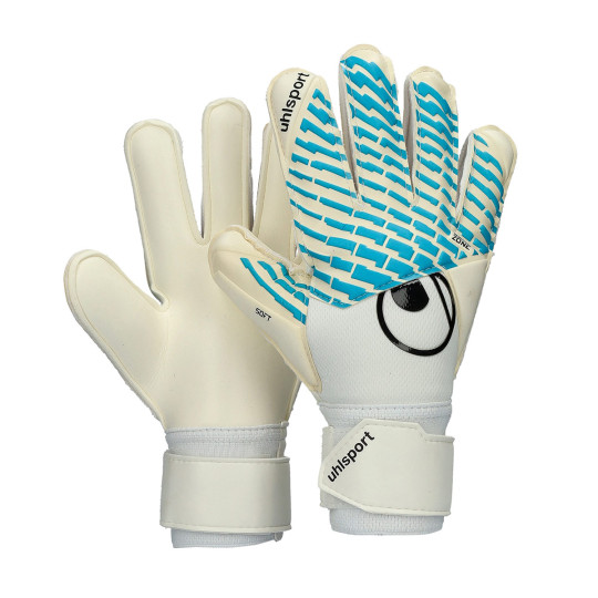 Guante de porteros Uhlsport Fangmaschine Cybertec Soft Pro Niño White-Ciber Cyan