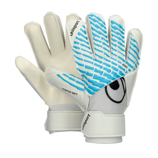 Guante de porteros Uhlsport Fangmaschine Cybertec Starter Soft Niño White-Ciber cyan