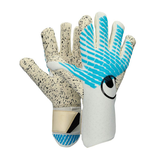 Guante de porteros Uhlsport Fangmaschine Cybertec Supergrip+ Hn White-Ciber cyan